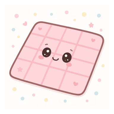 cute pink picnic mat, kawaii style, soft and inviting, simple background sticker