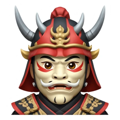 Samurai with helmet and an oni mask covering their mouth but you can see their eyes sticker