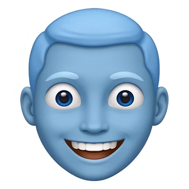 Blue face with open smile  sticker