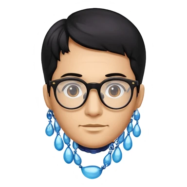 make a guy from portugal that has glasses and has a good jawline and a little masculine and black hair that spreads to the sides and make him glossy and shiny sticker