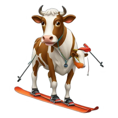 Skiing cow sticker