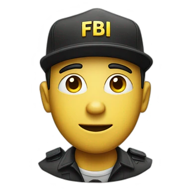 man with yellow "FBI" letters on his cap sticker