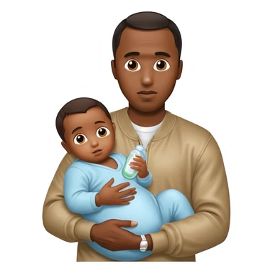 Sean “Diddy” Combs with baby oil and a very small infant sticker