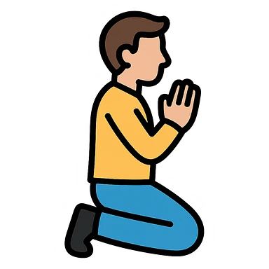 colored icon of a man praying sticker