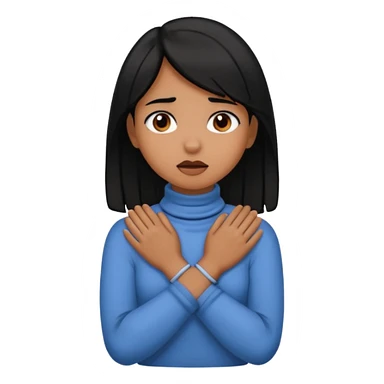 black hair brown skin girl chocking herself on her neck with her hands crossed around her neck  sticker