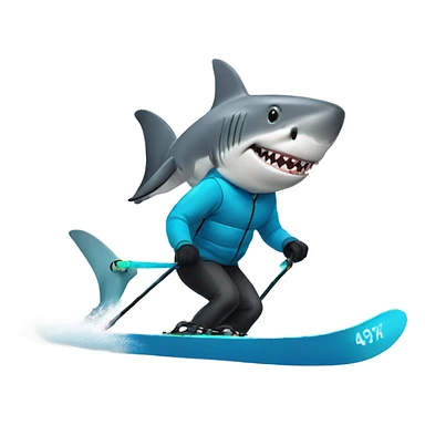 shark skiing sticker