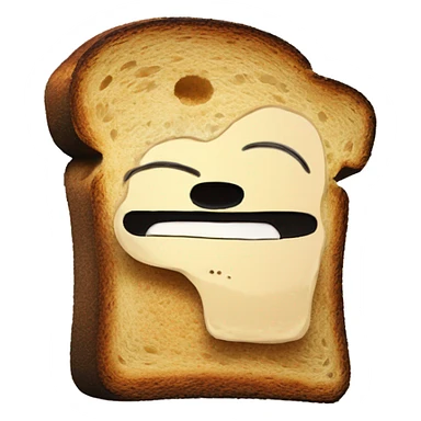 a slice of toast there are black charred bits on him, he is very sad and Happy and lonely, in the middle of nowhere, in the style of a moebius comic drawing  a slice of toast sticker