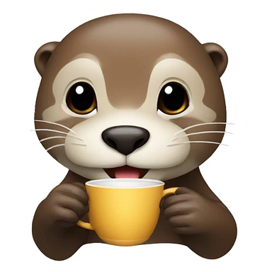 otter holding a cup of kopi sticker