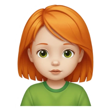 orange hair girl baby green outfit sticker