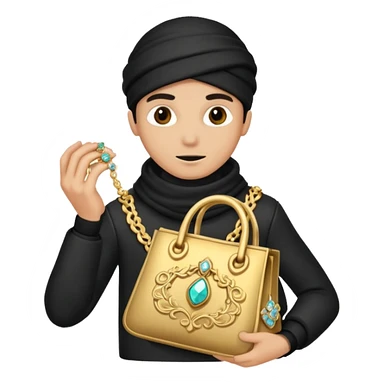Thief with stolen jewelry bag sticker