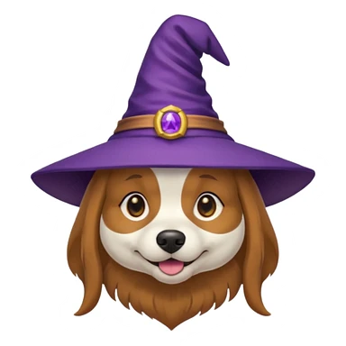 dog wear purple wicth hat sticker