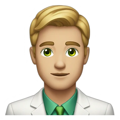 A 25-year-old man with green eyes In a classic suit sticker