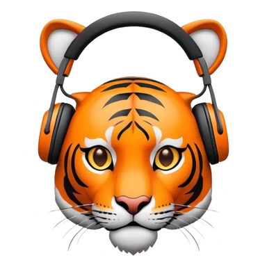 minimalist tiger wearing headphones sticker