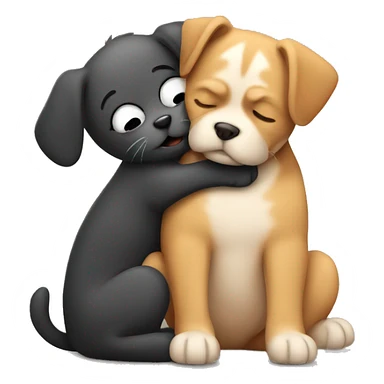 Dog hugging cat  sticker