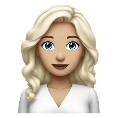 woman with platinum blonde hair, blue eyes and white dress sticker