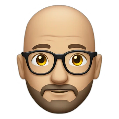 Tattooed bald man with beard and glasses sticker