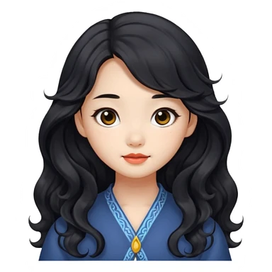 cute Chinese girl with black wavy long hair and black eyes sticker