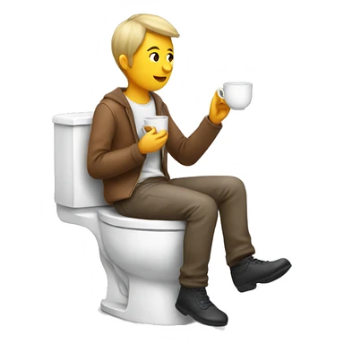 Person drinking tea while on toilet sticker