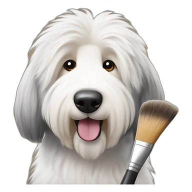 old english sheepdog with paint brush sticker