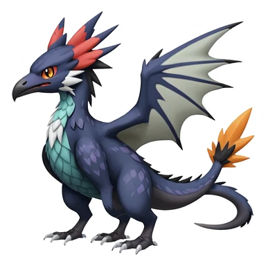 Spooky Nargacuga-Trico-Noibat-Noivern-Silvally-Pokémon-Fakémon-fusion (full body) sticker