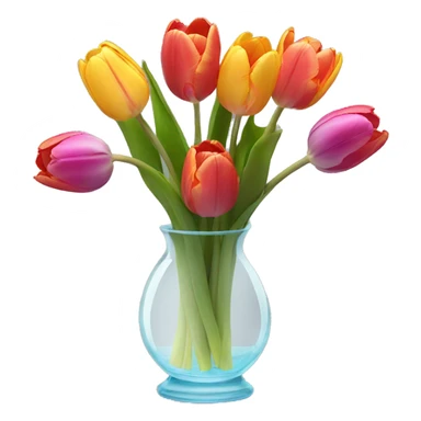 Colorful tulips in a glass vase  sticker