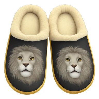 Fluffy house slippers with leo pattern sticker