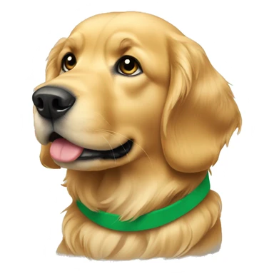 Golden retriever with green thin collar  sticker