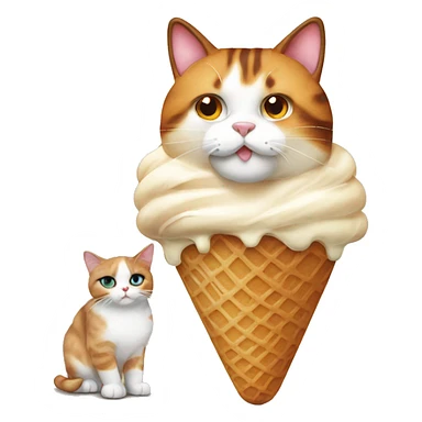 Icecream with fat calico cat sticker