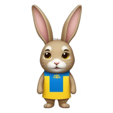 rabbit in a Ukrainian flag costume sticker