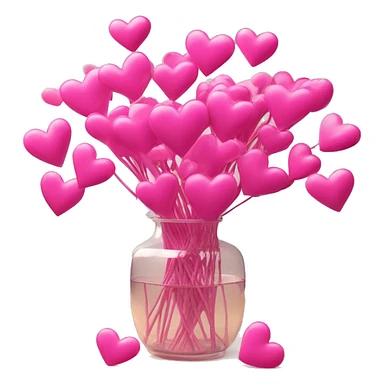 10000000 huge pink hearts on stems in a clear glass vase sticker