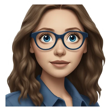 Hyper Realistic Elizabeth Olsen brunette blue eyes wearing glasses  sticker