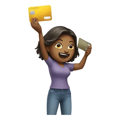 girl slamming a credit card down sticker