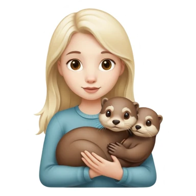pale blond girl hold otter sticker