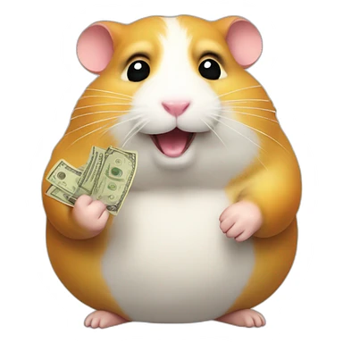 Fat hamster giving a lot of money sticker