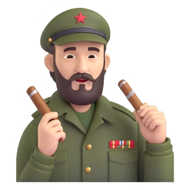 Fidel Castro with a cigar sticker
