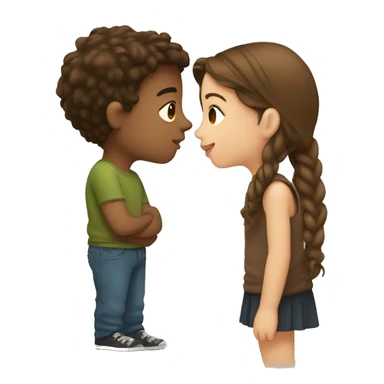 girl with brown hair kiss boy  sticker