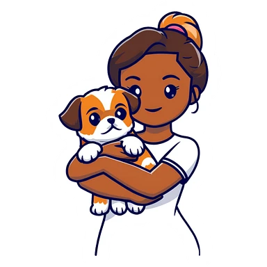 dark-skinned woman holding a Shih Tzu dog sticker