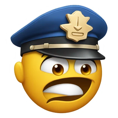 angry emoji face with policeman hat with stop hand gesture sticker