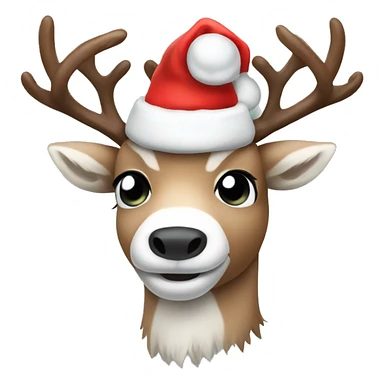 arctic reindeer with a Santa hat sticker