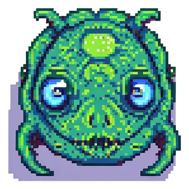 slime monster pixel art with big eyes sticker