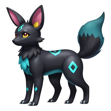 Shiny Exotic Colorful Excessive Mysterious Umbreon-Poochyena-Pokémon-Fakémon-hybrid-creature (full body) sticker
