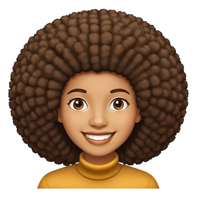 Person with large afro hairstyle, smiling sticker