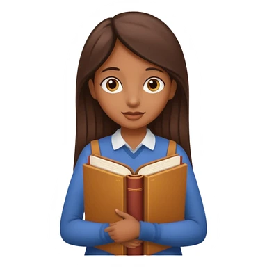 A brown-skinned girl holding long books sticker