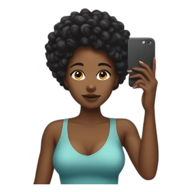 black girl taking selfie sticker