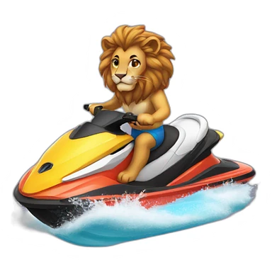 Lion sur un jet ski sticker