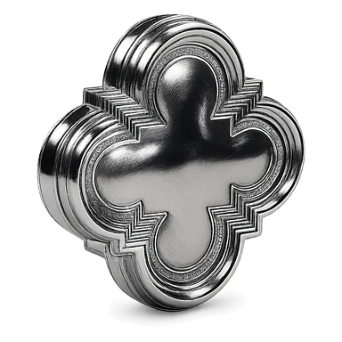 reflective chrome quatrefoil with intricate details and a radiant shine sticker