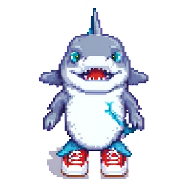 a shark wearing shoes sticker
