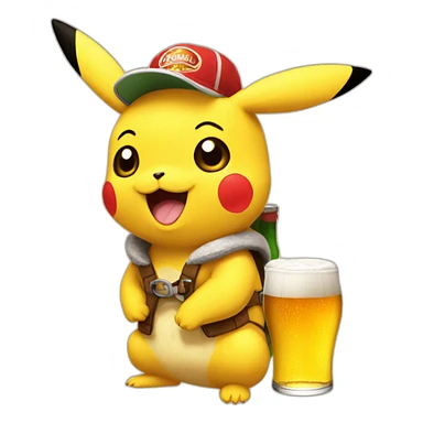 Pikachu with beer sticker