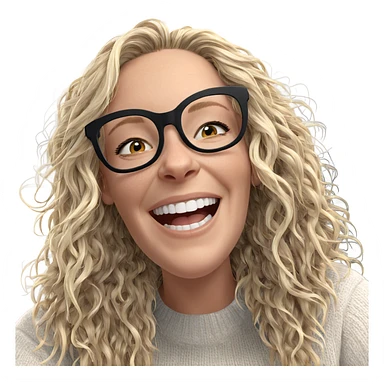 smiling blonde in cozy sweater sticker