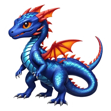 Cute Shiny indigo iridescent Guilmon-Salandit-Fakémon-hybrid-creature (full body)  sticker